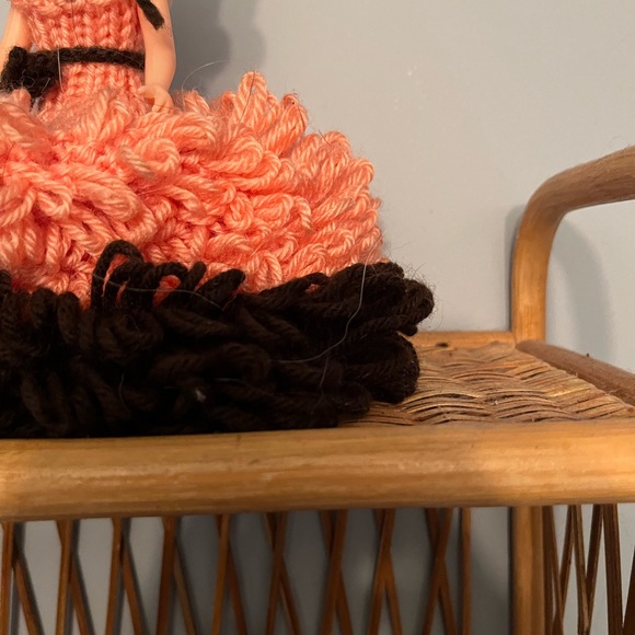 Vintage handmade crochet knit decorative doll | brown and peach - Picture 6 of 9